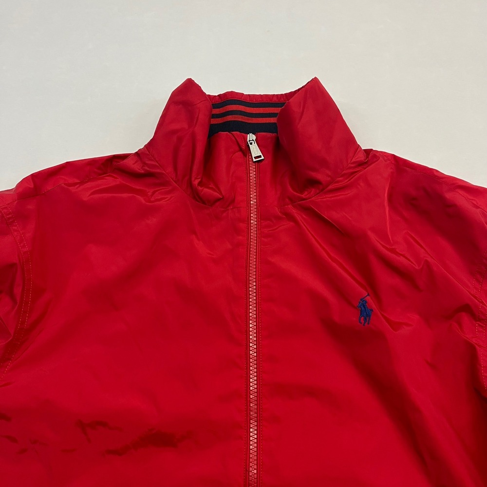 Polo Ralph Lauren Windbreaker Mens Red Logo Mock Neck Sporty Medium Jacket - Picture 11 of 11